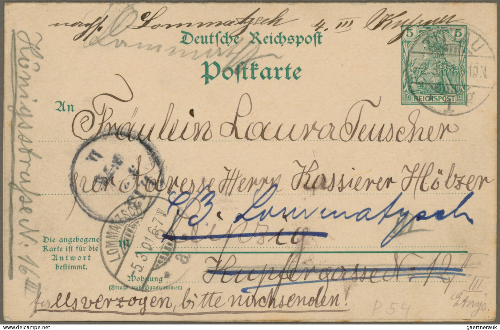 Deutsches Reich - Ganzsachen: 1900/1922, Sammlung von 155 gebrauchten Germania-G