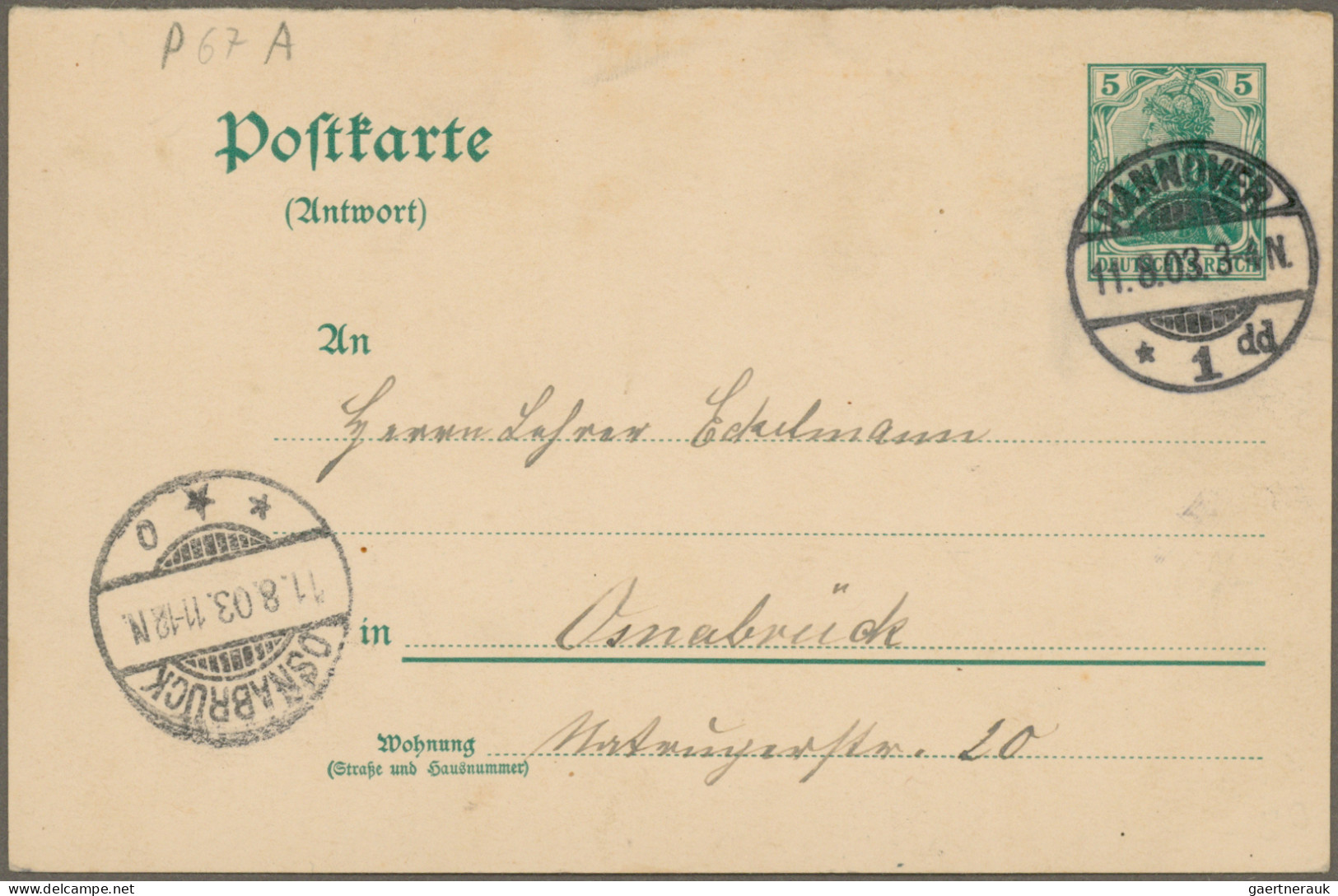 Deutsches Reich - Ganzsachen: 1900/1922, Sammlung von 155 gebrauchten Germania-G