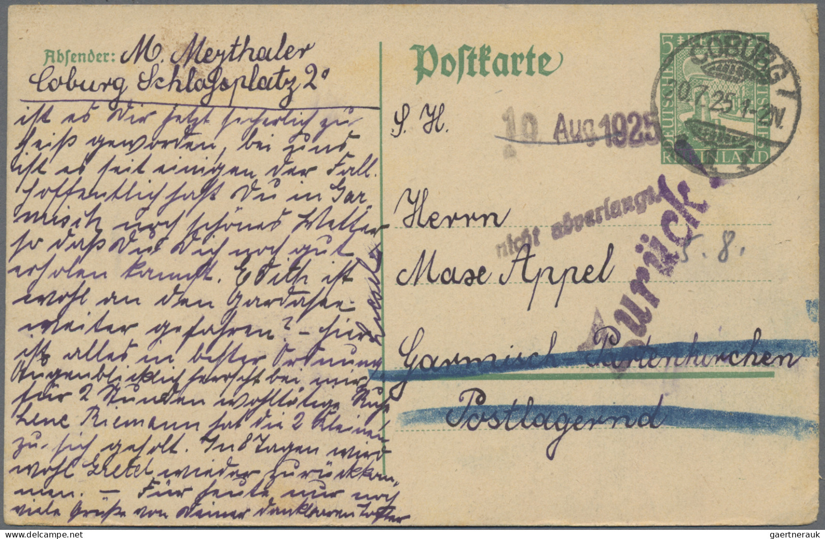 Deutsches Reich - Ganzsachen: 1925/1929, Rheinlandfeier, Ganzsachenkarte 10 Pfg. - Andere & Zonder Classificatie