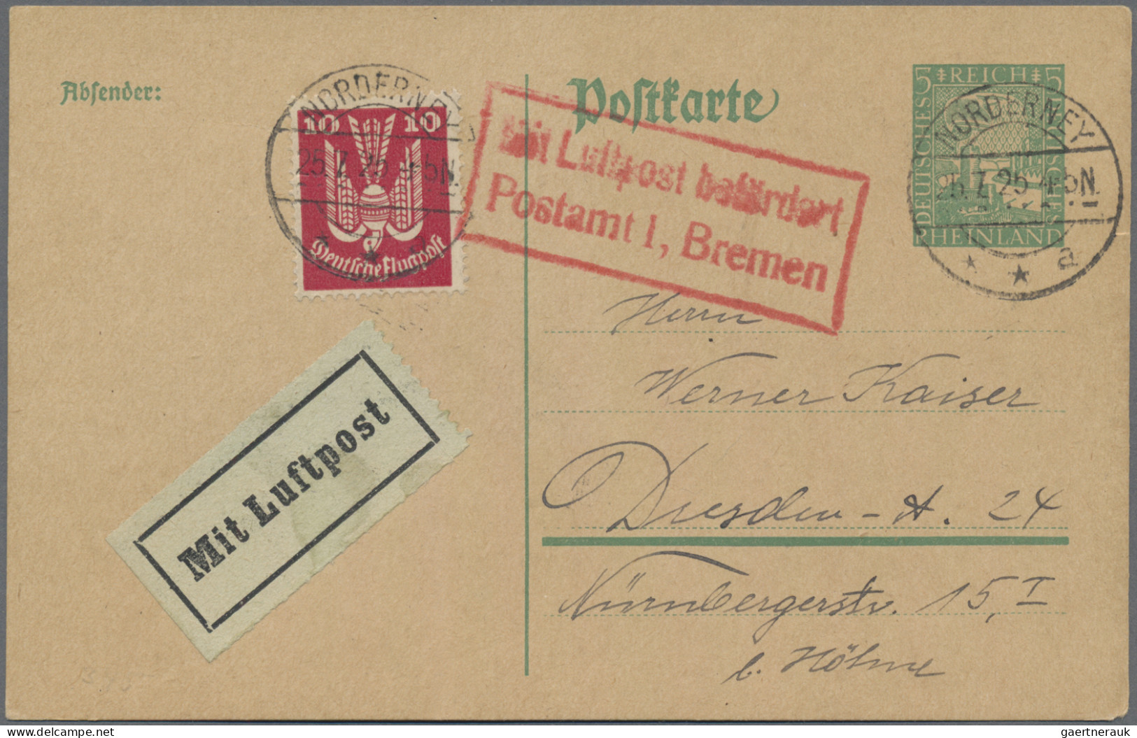 Deutsches Reich - Ganzsachen: 1925/1929, Rheinlandfeier, Ganzsachenkarte 10 Pfg.