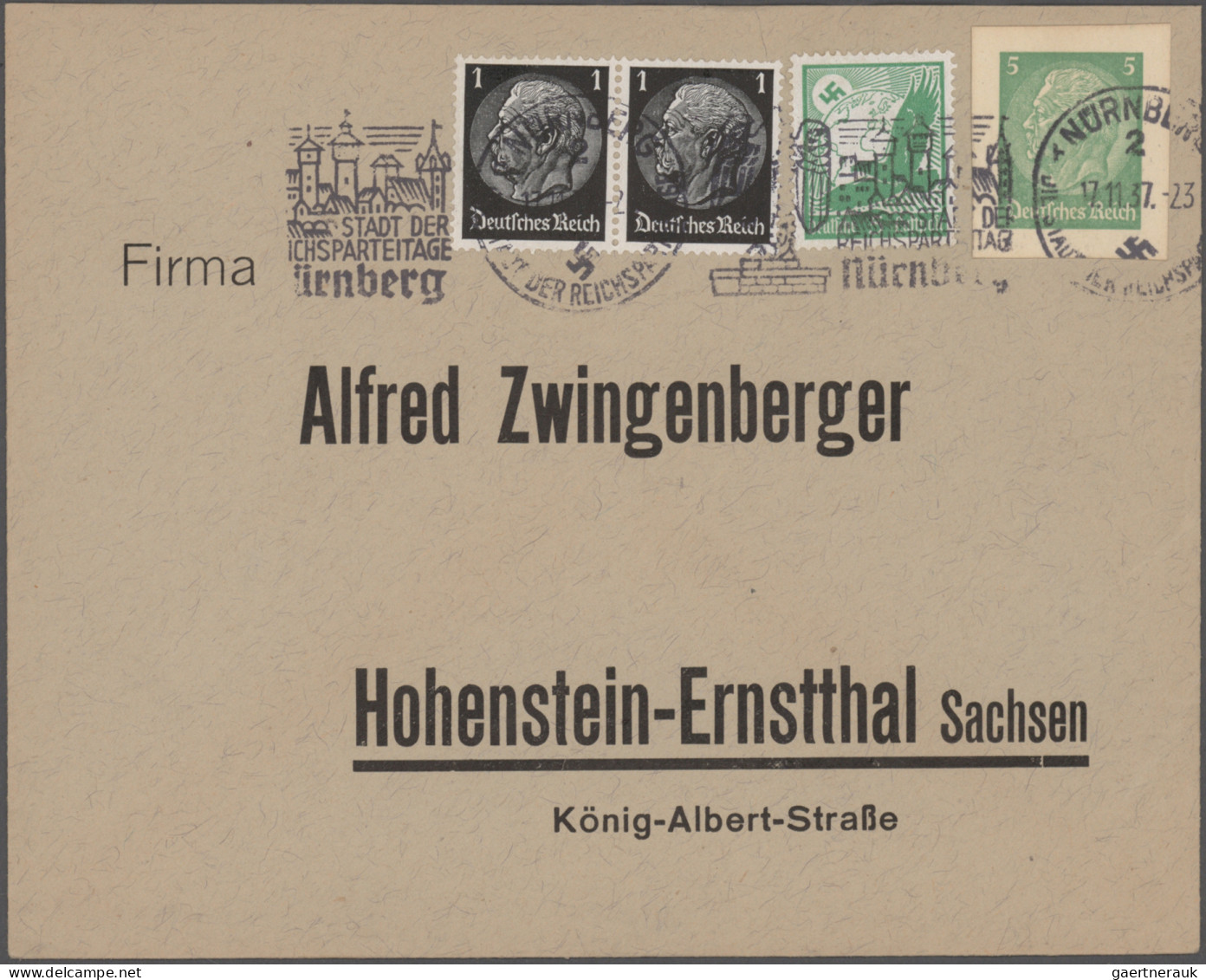 Deutsches Reich - Ganzsachen: 1937/1939, GANZSACHENAUSSCHNITTE, Partie Von Sechs - Autres & Non Classés