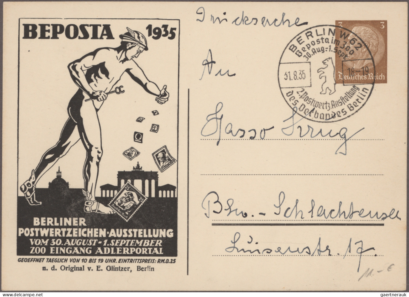 Deutsches Reich - Privatganzsachen: 1933/1940, Wertstempel 3 Pfg. Hindenburg, Pa - Altri & Non Classificati