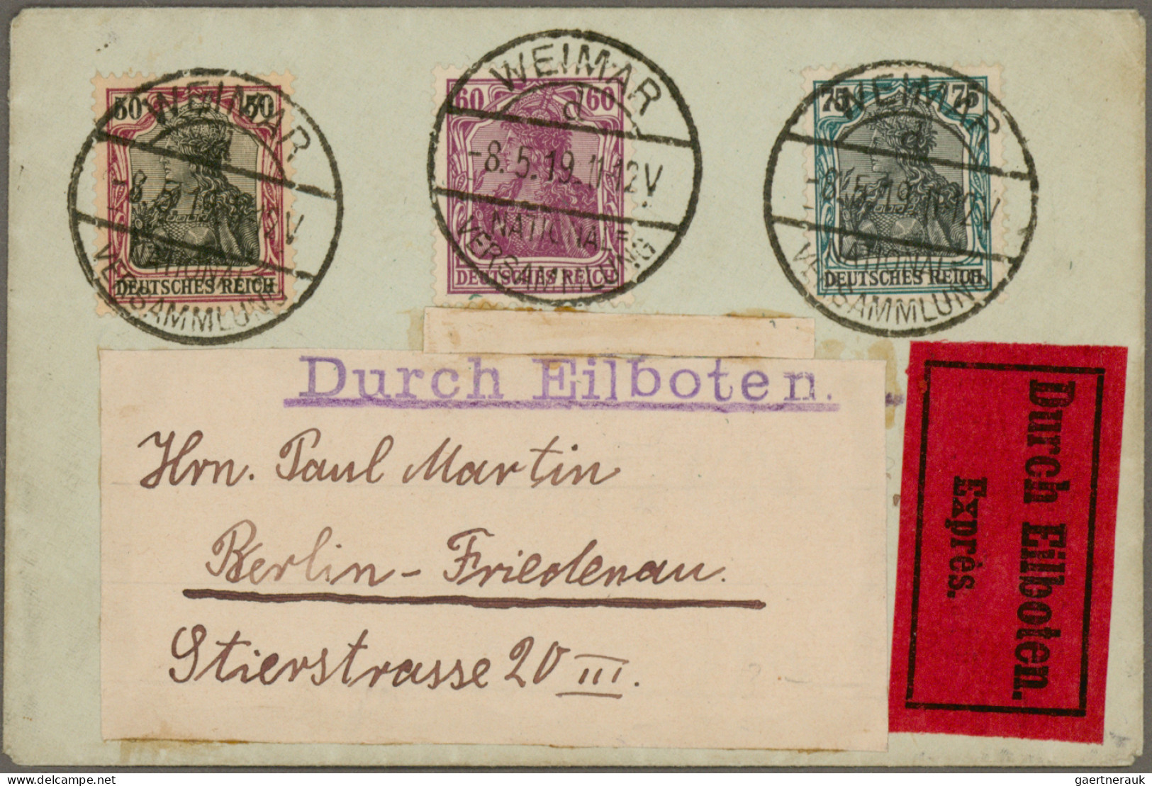 Deutsches Reich - Stempel: 1919, "W.VERFASSUNGSTAG" von verschiedenen württember