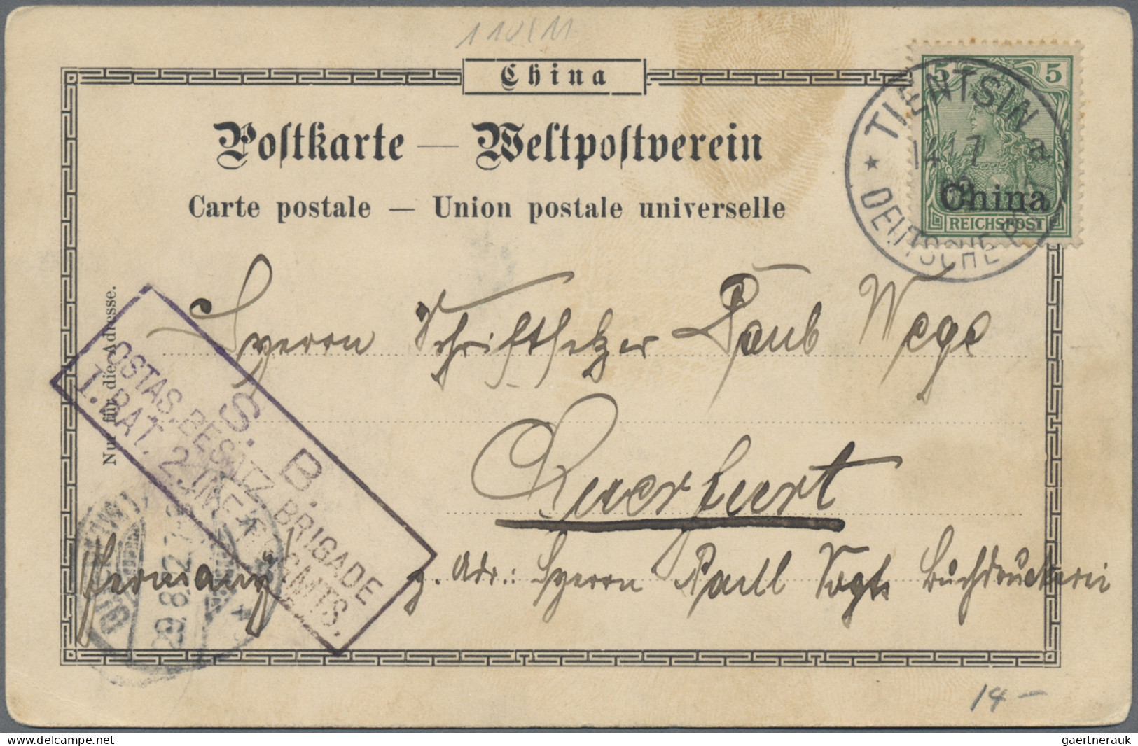 Deutsche Post in China: 1900/1913, frankierte Karten ab Tientsin (8), Peking (4,