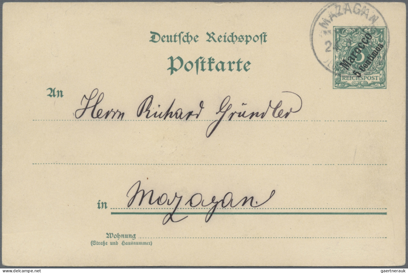 Deutsche Post in Marokko - Ganzsachen: 1900/1911, Partie von 16 gebrauchten Ganz
