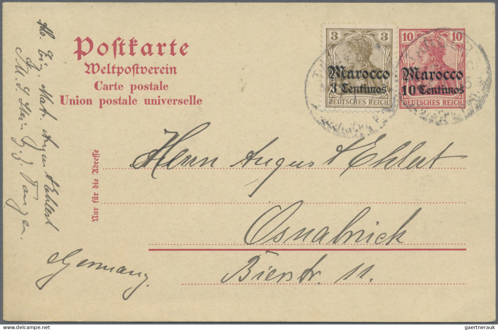 Deutsche Post in Marokko - Ganzsachen: 1900/1914, Partie von 18 gebrauchten Ganz