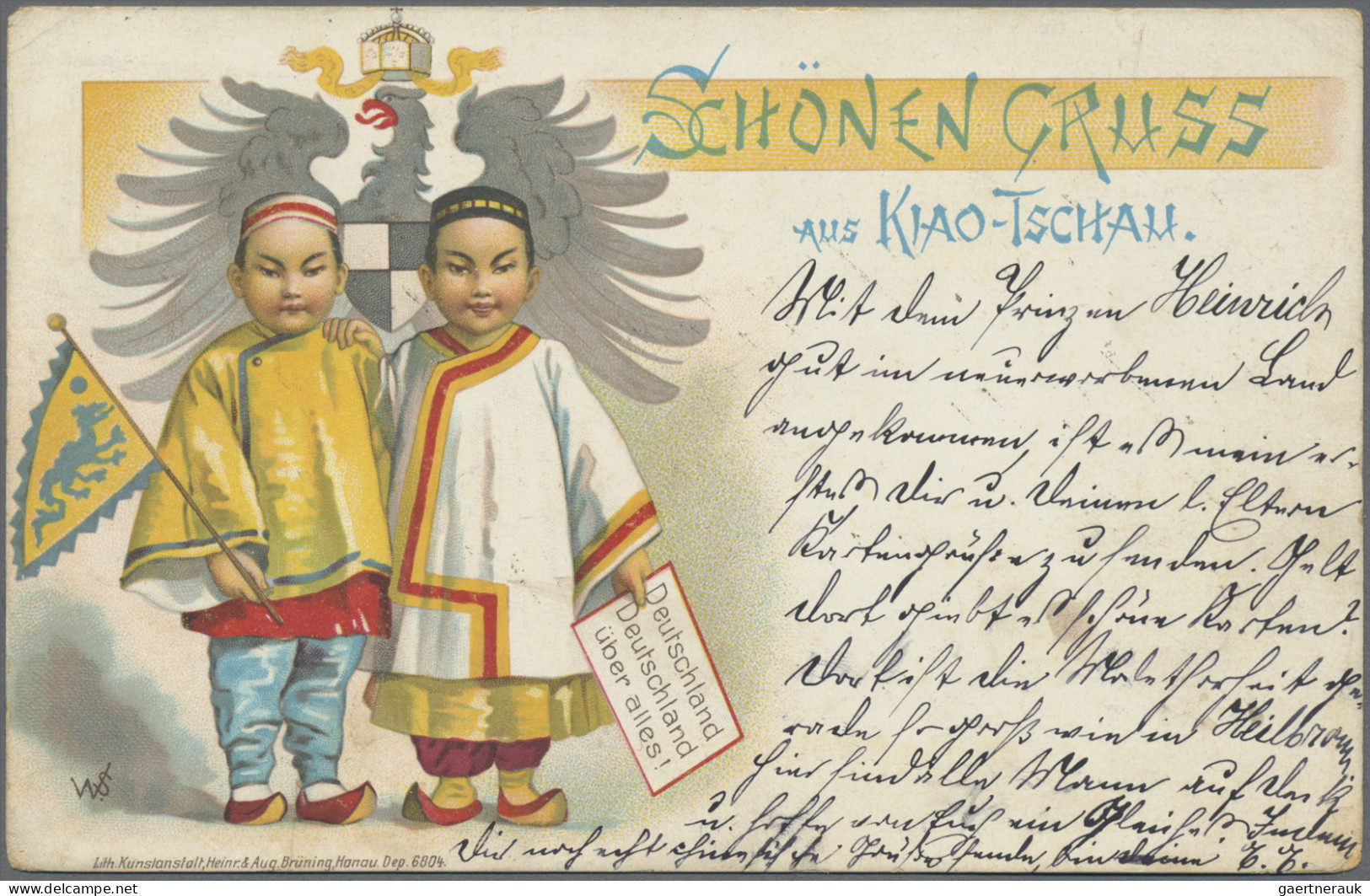 Deutsche Kolonien - Kiautschou: 1899/1913, Frankierte Karten (6): Dabei Kolorier - Kiautchou