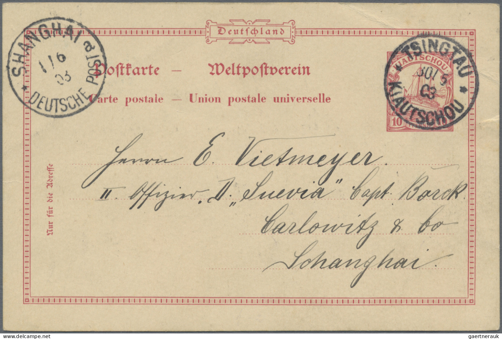 Deutsche Kolonien - Kiautschou - Ganzsachen: 1900/1911, Saubere Partie Von 17 Ge - Kiautchou