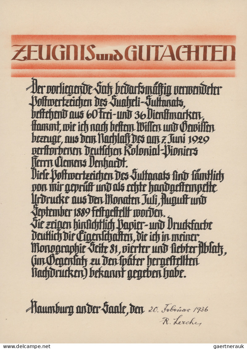 Deutsche Kolonien - Witu-Schutzgebiet: DIE FREI- UND DIENSTMARKEN VON SUAHELILAN - Sonstige & Ohne Zuordnung