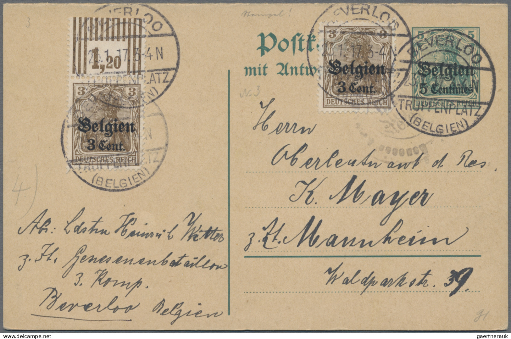 Deutsche Besetzung I. WK: Landespost In Belgien: 1914/1918, Partie Von 31 Briefe - Occupazione 1914 – 18