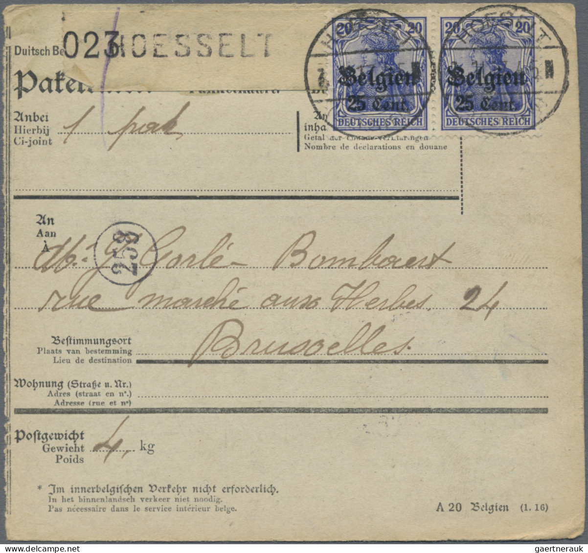 Deutsche Besetzung I. WK: Landespost In Belgien: 1918, Partie Von Frankierten 15 - Bezetting 1914-18