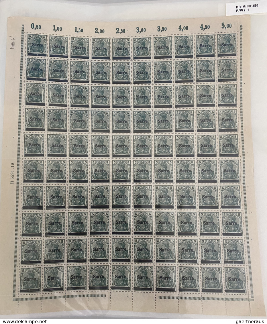 Deutsche Abstimmungsgebiete: Saargebiet: 1920, Umfangreicher Postfrischer Bogenp - Unused Stamps