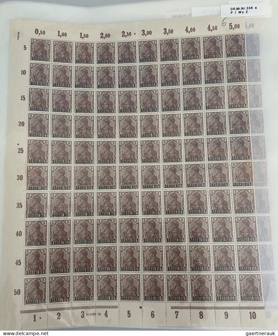 Deutsche Abstimmungsgebiete: Saargebiet: 1920, Umfangreicher Postfrischer Bogenp - Unused Stamps