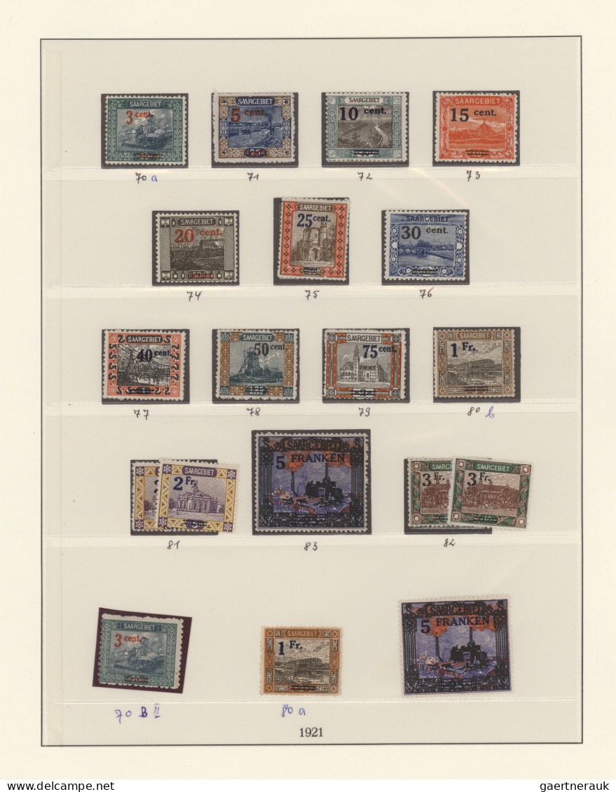 Deutsche Abstimmungsgebiete: Saargebiet: 1920/1934, Ungebrauchte Sammlung Im Lin - Unused Stamps
