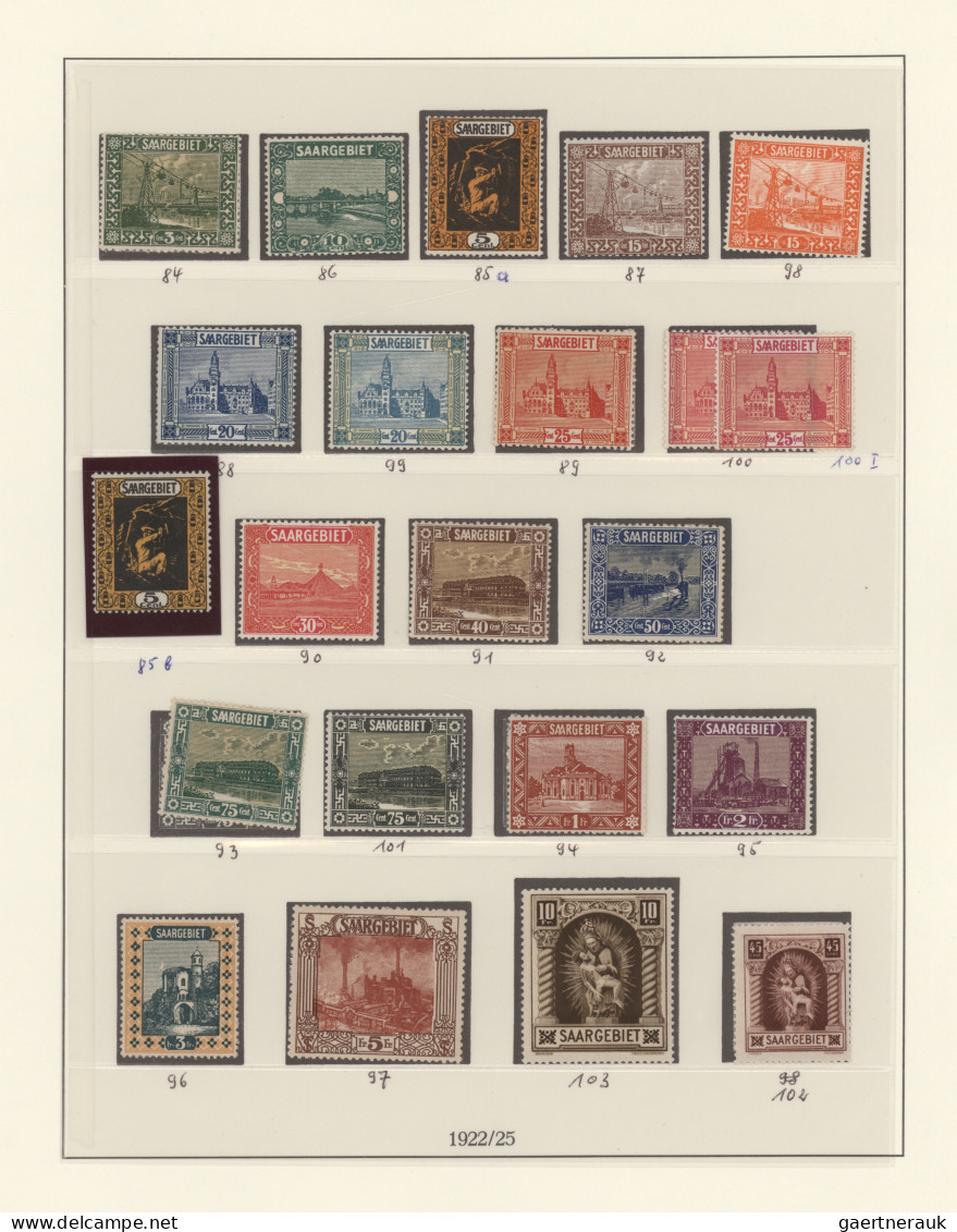 Deutsche Abstimmungsgebiete: Saargebiet: 1920/1934, Ungebrauchte Sammlung Im Lin - Unused Stamps