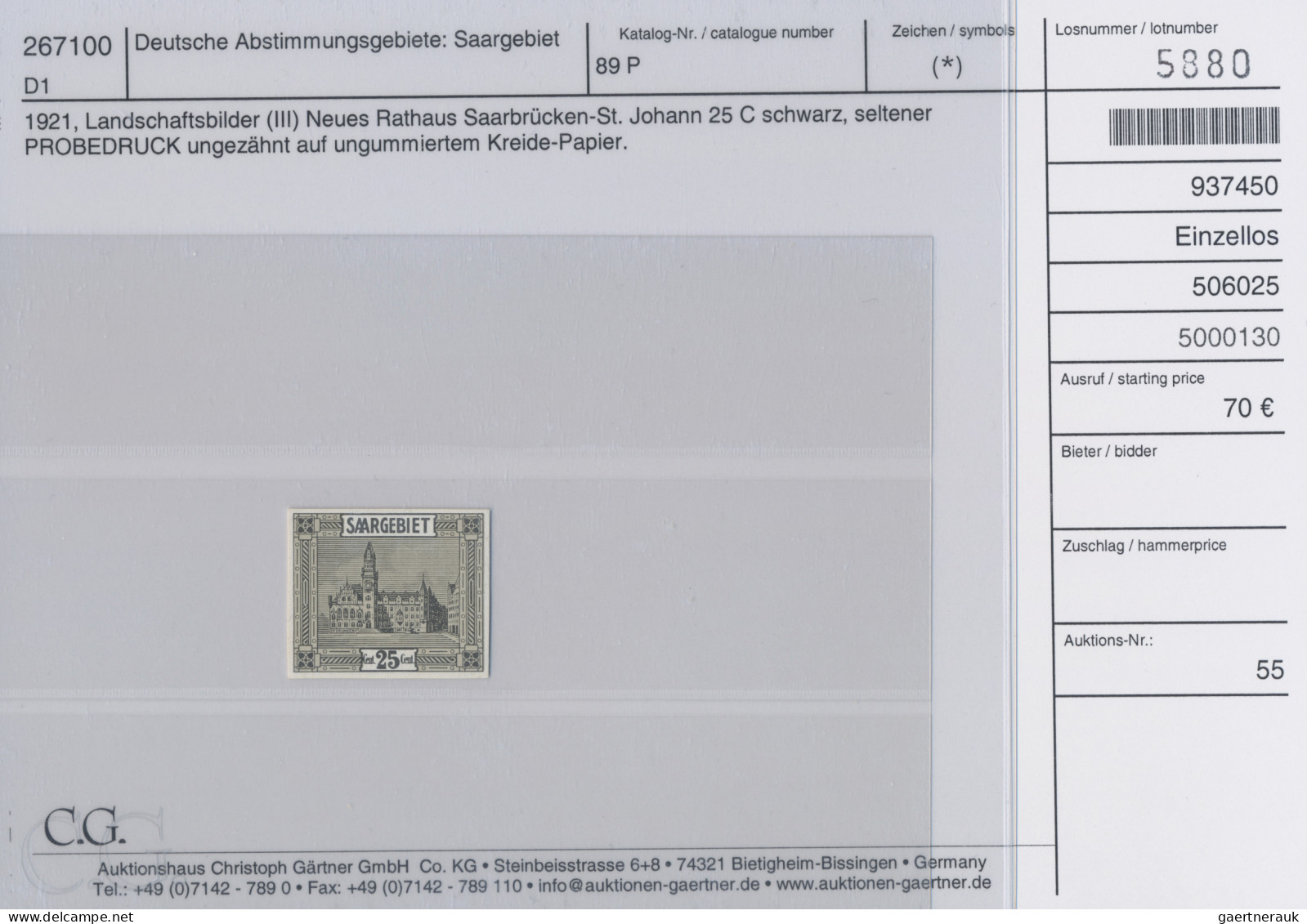 Deutsche Abstimmungsgebiete: Saargebiet: 1921, Landschaften III, Saubere Partie - Unused Stamps