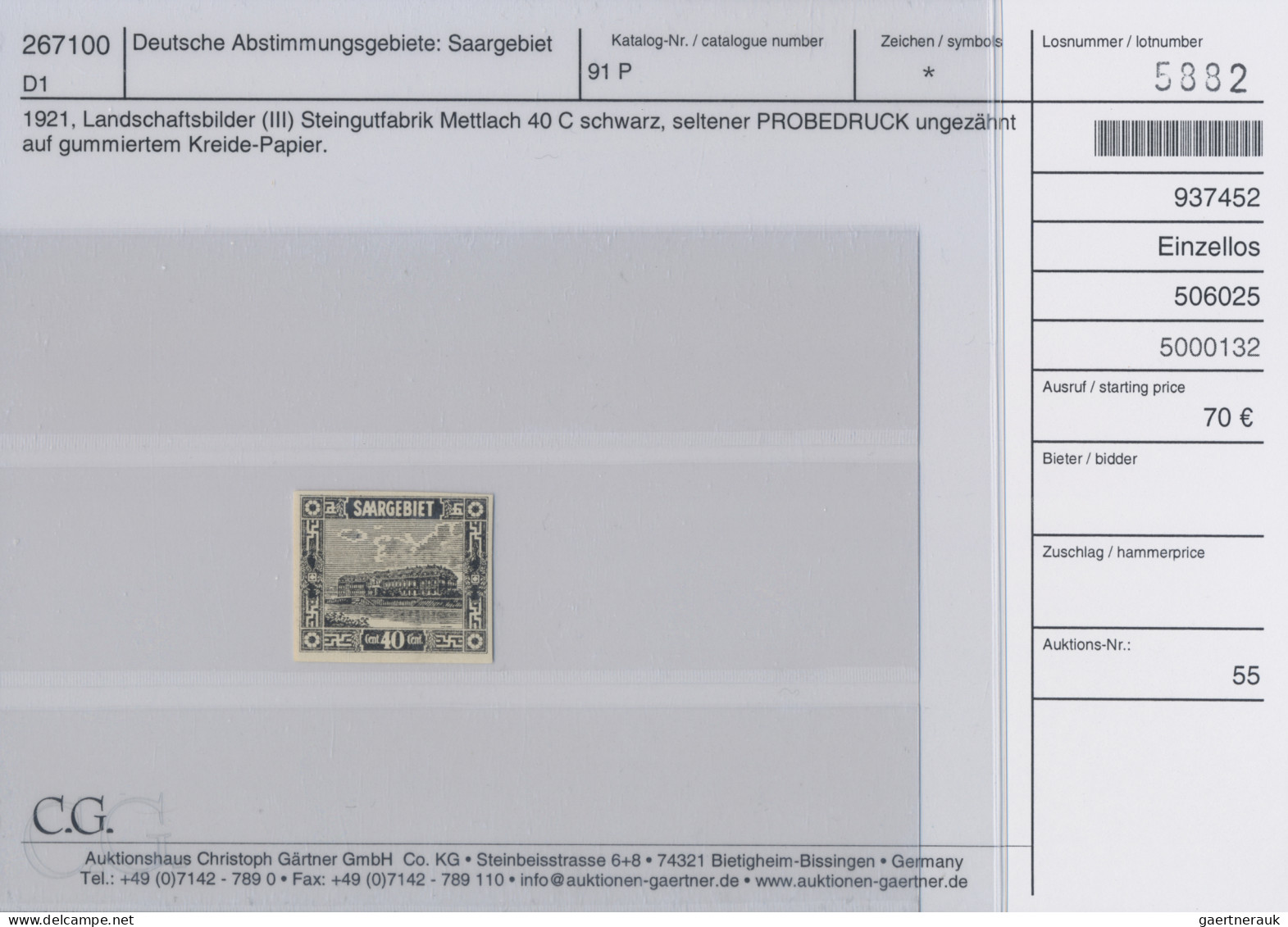 Deutsche Abstimmungsgebiete: Saargebiet: 1921, Landschaften III, Saubere Partie - Nuevos