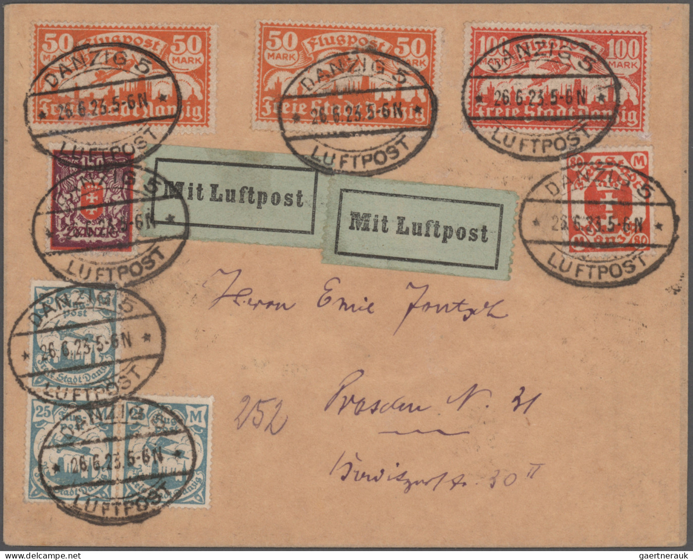 Danzig - Flugpost: 1922/1937, Interessanter Posten Mit 70 Briefen, Karten Und Ga - Autres & Non Classés