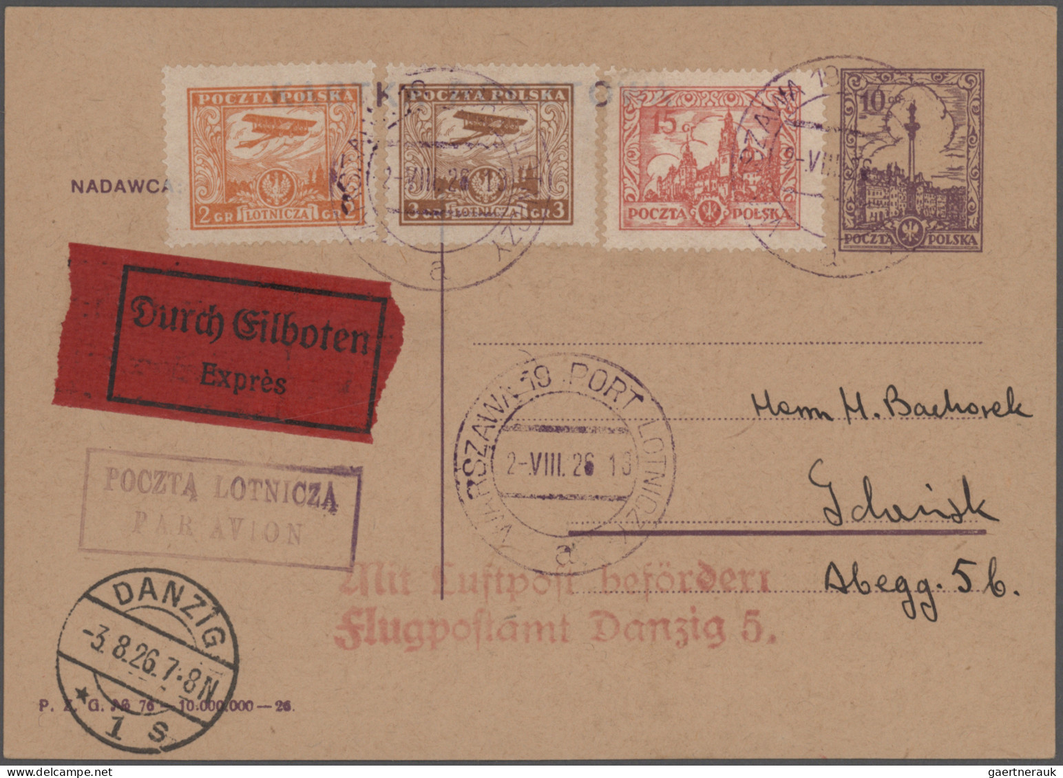 Danzig - Flugpost: 1922/1937, interessanter Posten mit 70 Briefen, Karten und Ga