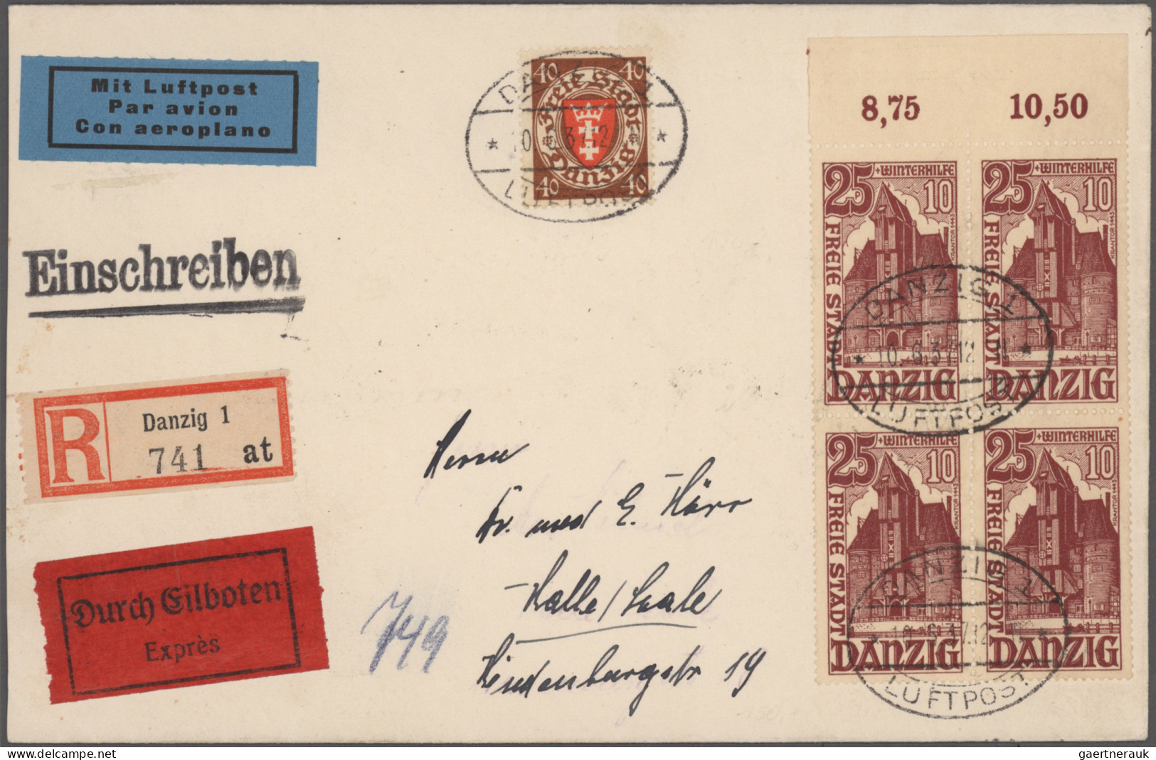 Danzig - Flugpost: 1922/1937, interessanter Posten mit 70 Briefen, Karten und Ga