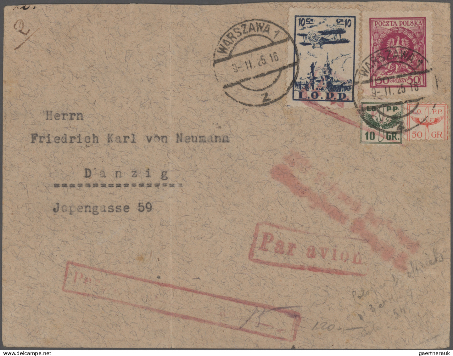 Danzig - Flugpost: 1922/1937, interessanter Posten mit 70 Briefen, Karten und Ga