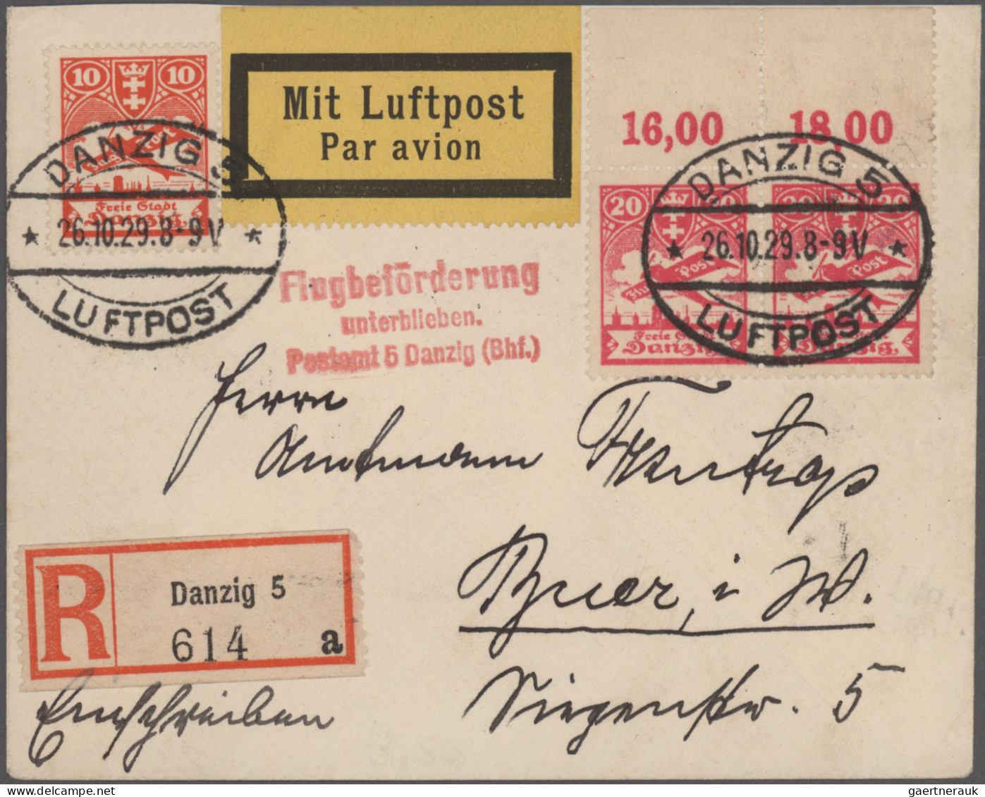 Danzig - Flugpost: 1922/1937, Sehr Interessanter Posten Mit über 70 Briefen, Kar - Altri & Non Classificati
