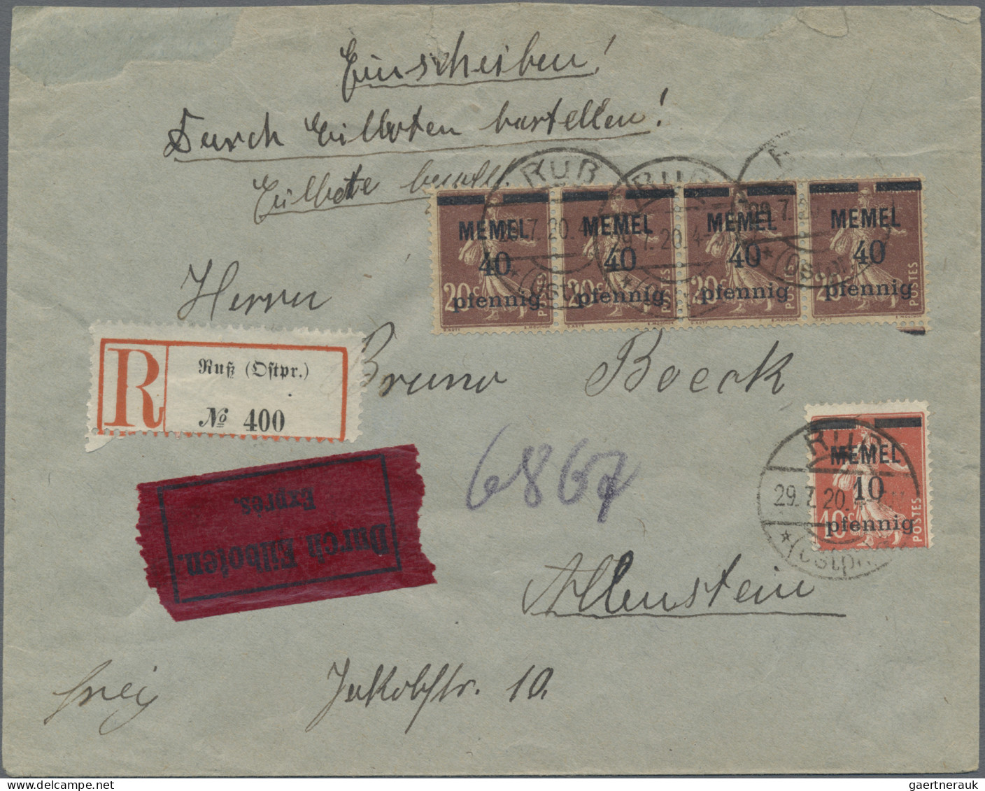 Memel: 1920/1923 (ca.), Interessanter Posten Von 53 Belegen Mit Wert-+Einschreib - Memel (Klaipeda) 1923