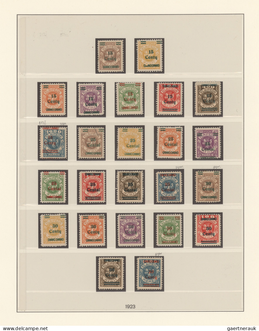 Memel: 1920/1939, Ungebrauchte Und Gestempelte Sammlung Im Lindner-Falzlos-T-Vor - Memelgebiet 1923