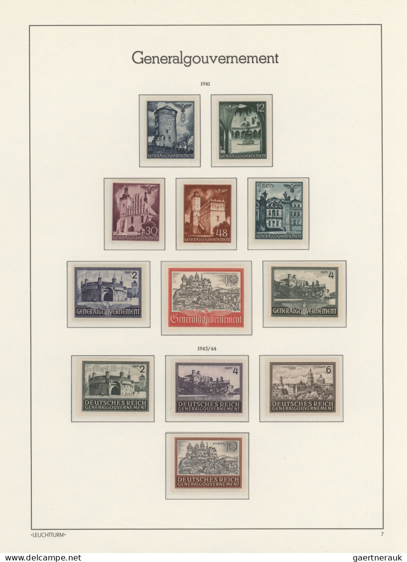 Deutsche Besetzung II. WK: 1939/1944, Komplette postfrische Sammlung auf Leuchtt