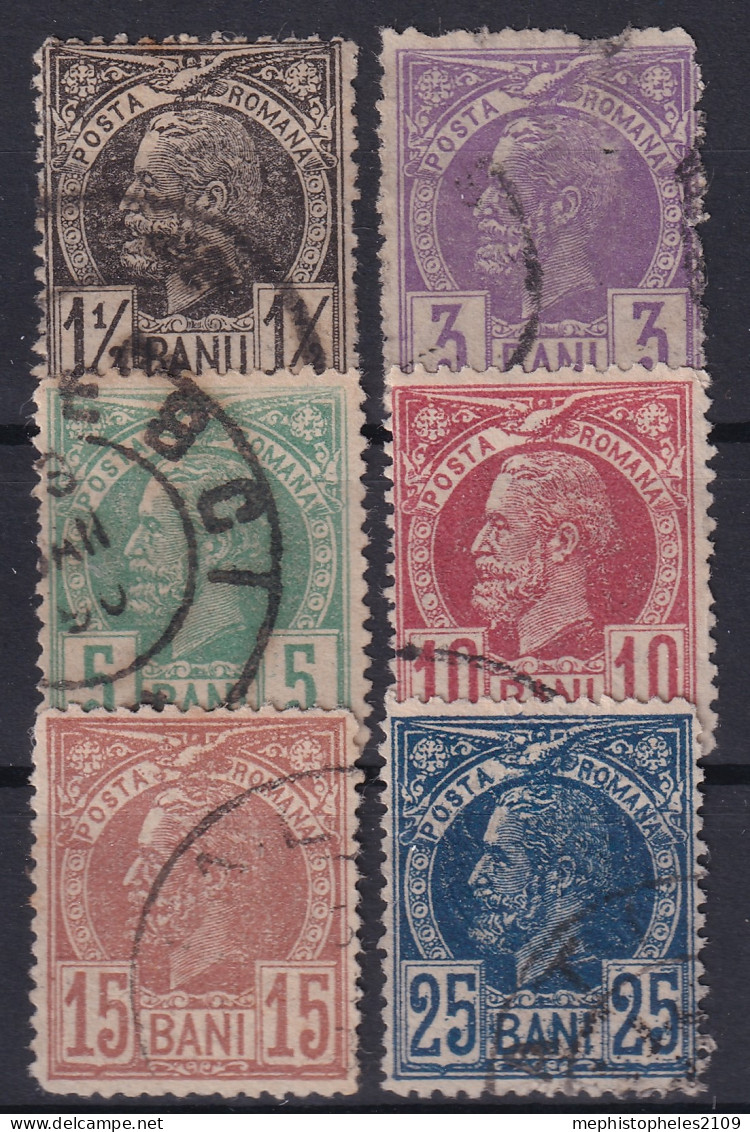 ROMANIA 1889 - Canceled - Sc# 88-93 - Perf. 13 1/2 - Used Stamps