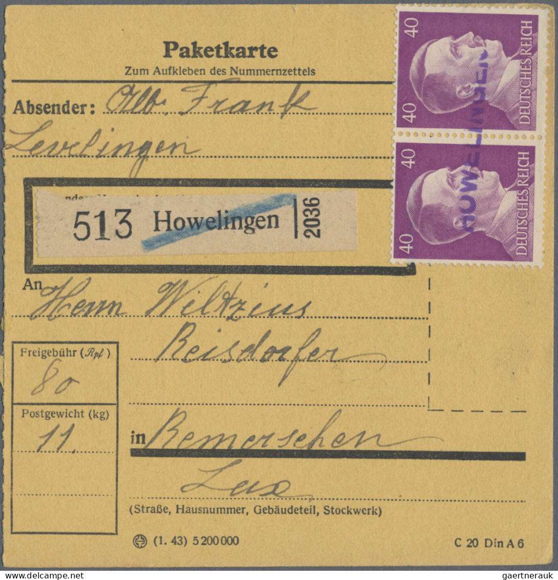 Dt. Besetzung II WK - Luxemburg: 1943/1944, Partie Von 24 Paketkartenstammteilen - Ocupación 1938 – 45