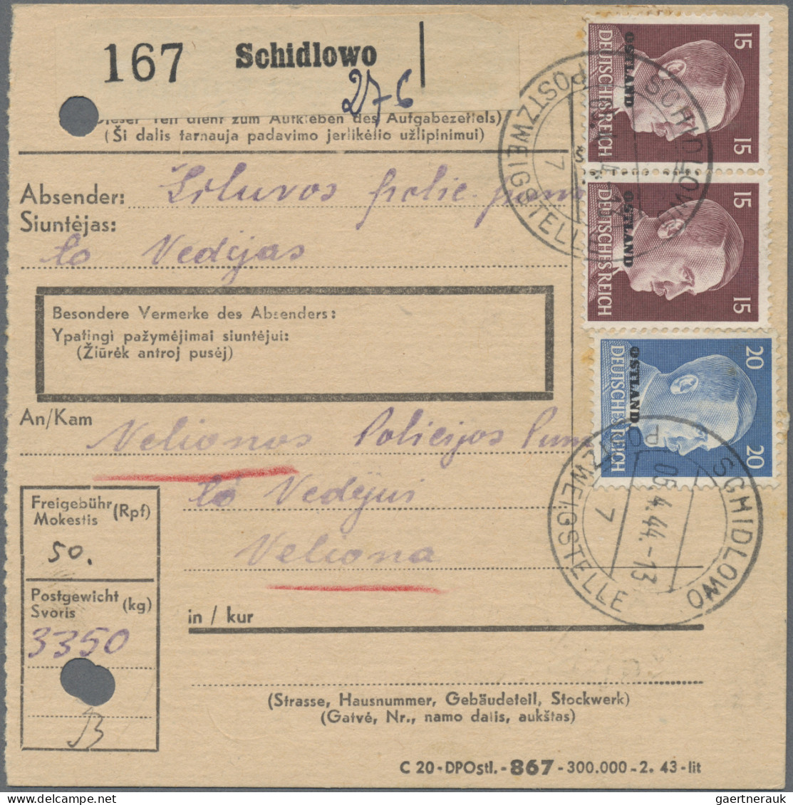 Dt. Besetzung II WK - Ostland: 1941/1944 (ca), Kleiner Posten Mit 12 Besseren Br - Ocupación 1938 – 45