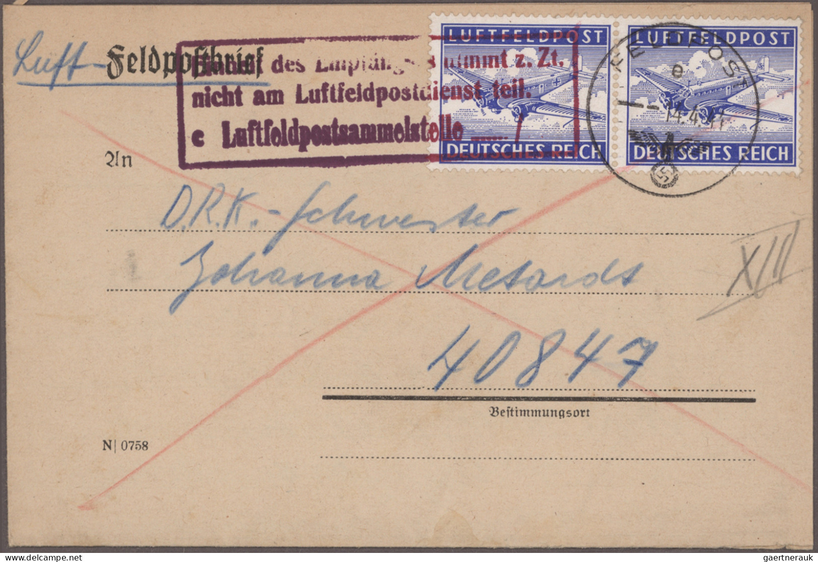 Feldpostmarken: 1942/1945, Die Blaue Luftfeldpostmarke, Vierbändige Spezialsamml - Other & Unclassified