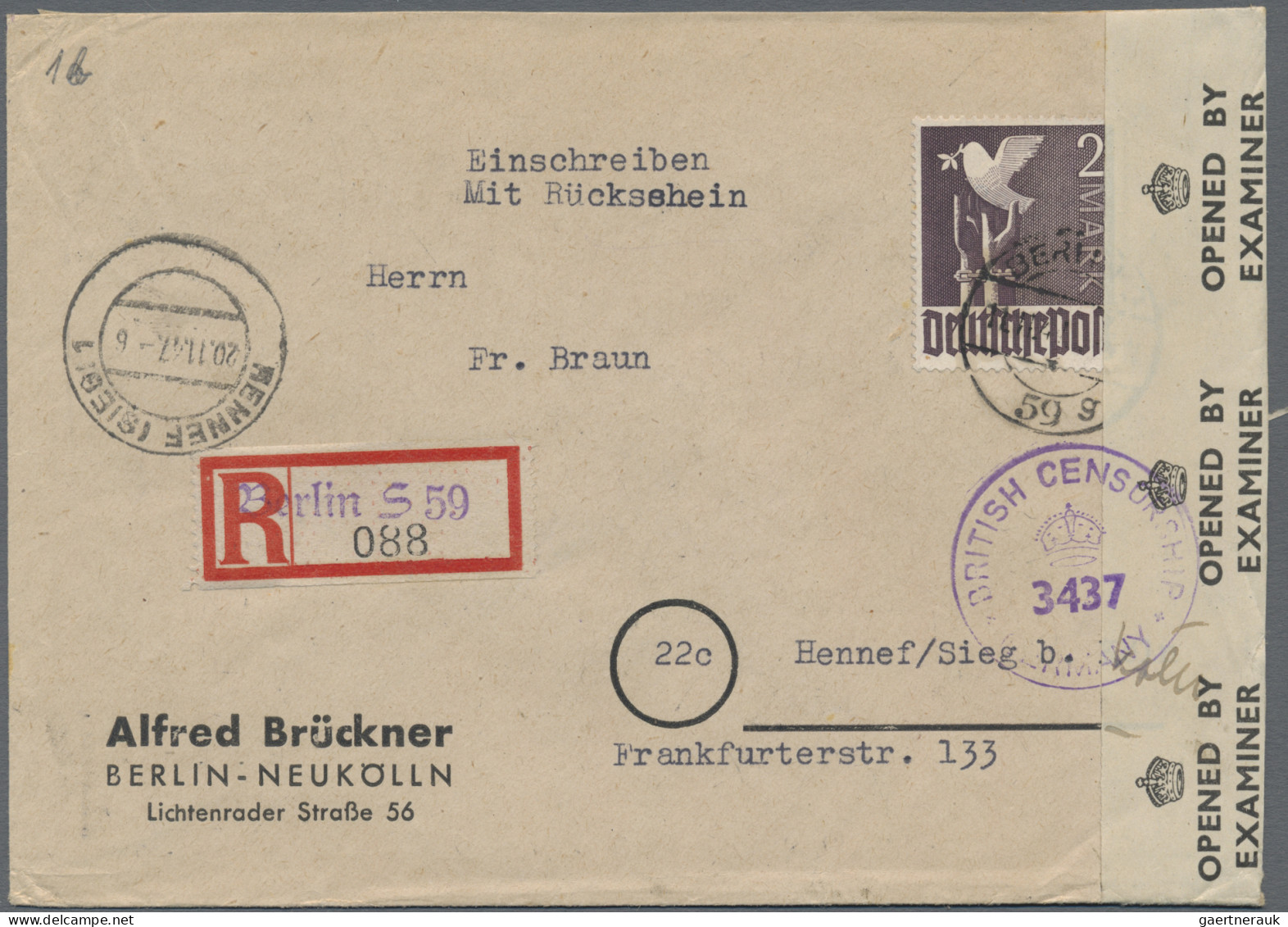 Zensurpost: 1945/1948, Partie Von Ca. 107 Briefen Und Karten Mit Alliierter Zens - Otros & Sin Clasificación