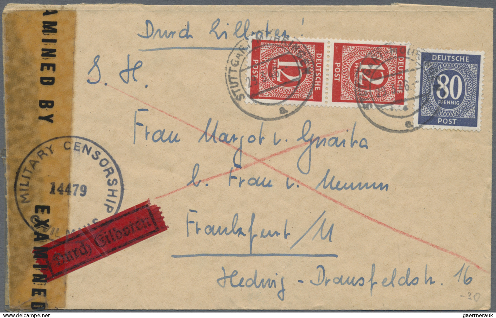 Zensurpost: 1945/1948, Partie von ca. 107 Briefen und Karten mit alliierter Zens