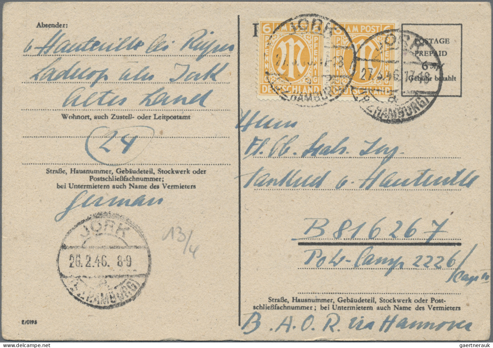Kriegsgefangenen-Lagerpost: 1945/1946, Partie Von über 90 Belegen Aus Kriegsgefa - Autres