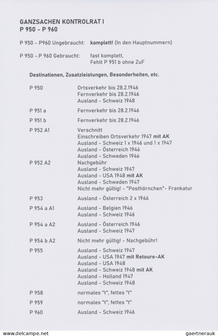 Deutschland Ab 1945 - Gebühr Bezahlt: 1945/1948, Umfangreiche Sammlung Ungebrauc - Other & Unclassified