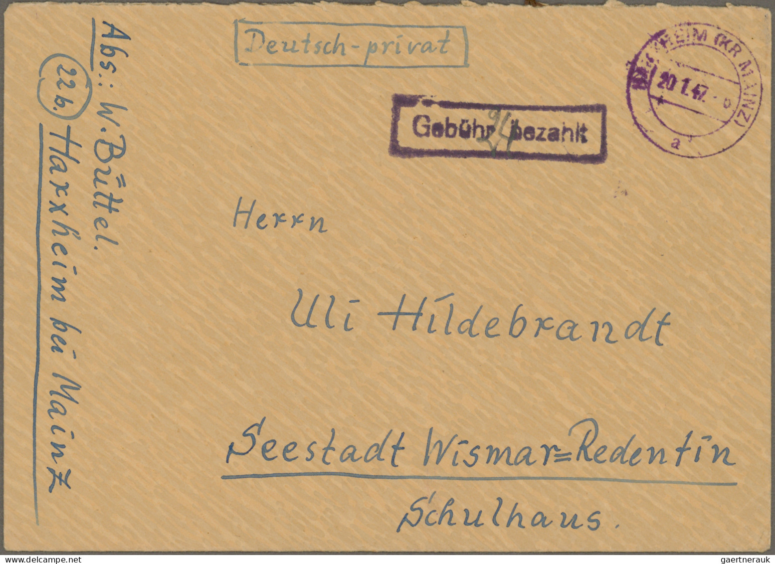 Alliierte Besetzung - Gebühr Bezahlt: 1945/1948, Sammlungsbestand von ca. 290 Ge