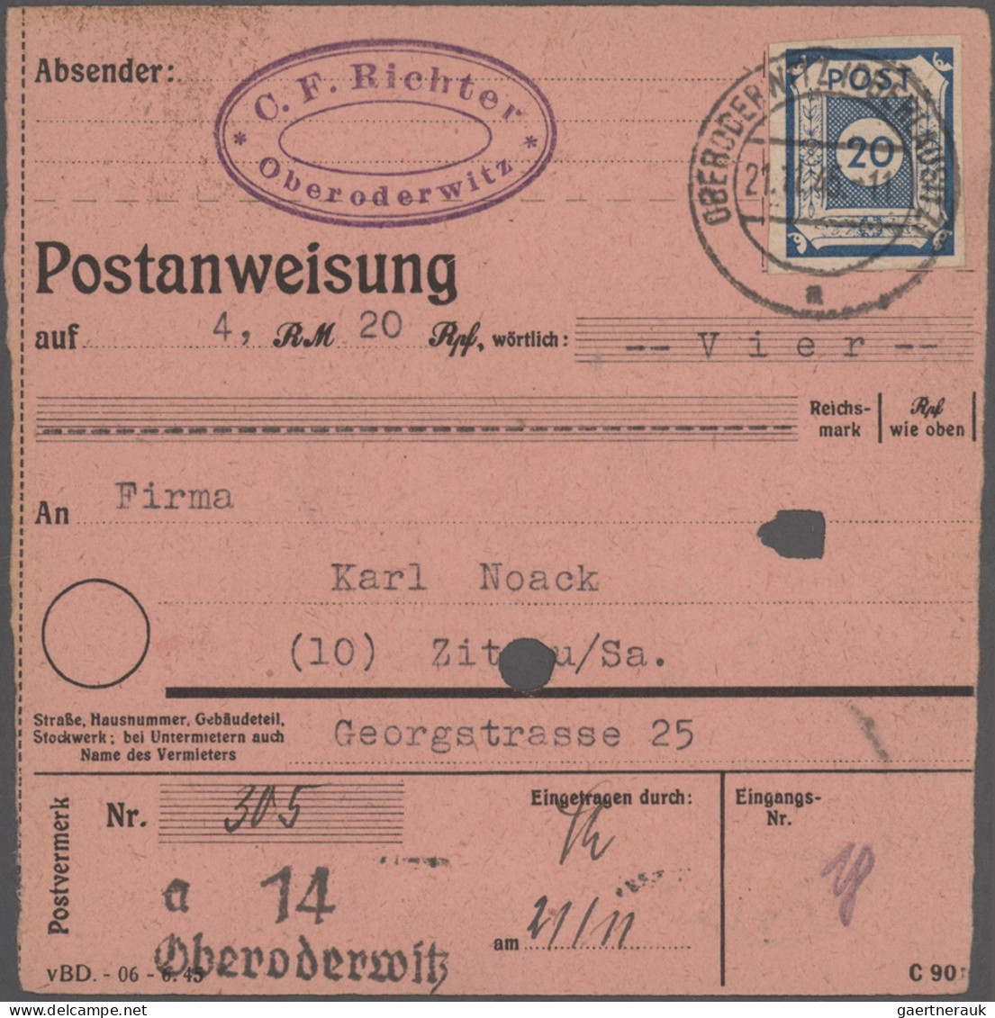 Sowjetische Zone - Ost-Sachsen: 1945, Freimarken Ziffern, Partie Von Zwölf Posta - Other & Unclassified