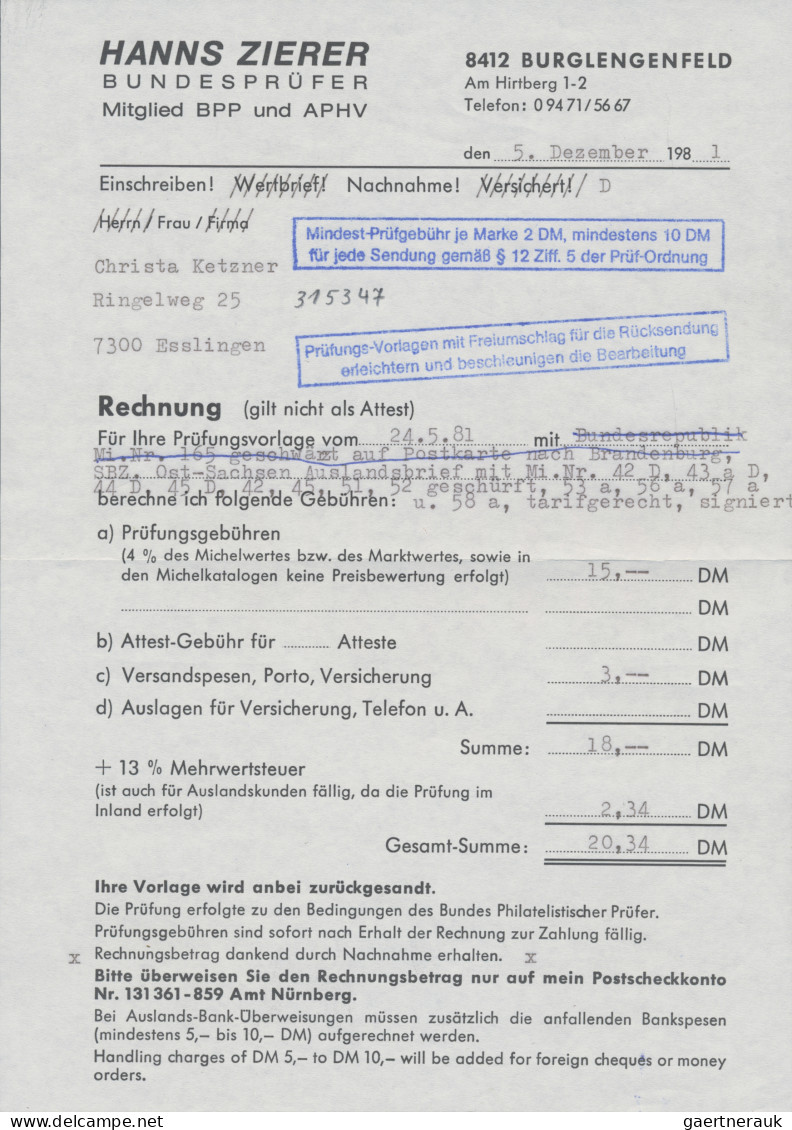 Sowjetische Zone - Ost-Sachsen: 1945/1946, Partie Mit Potschta Auf üblichem Brie - Andere & Zonder Classificatie