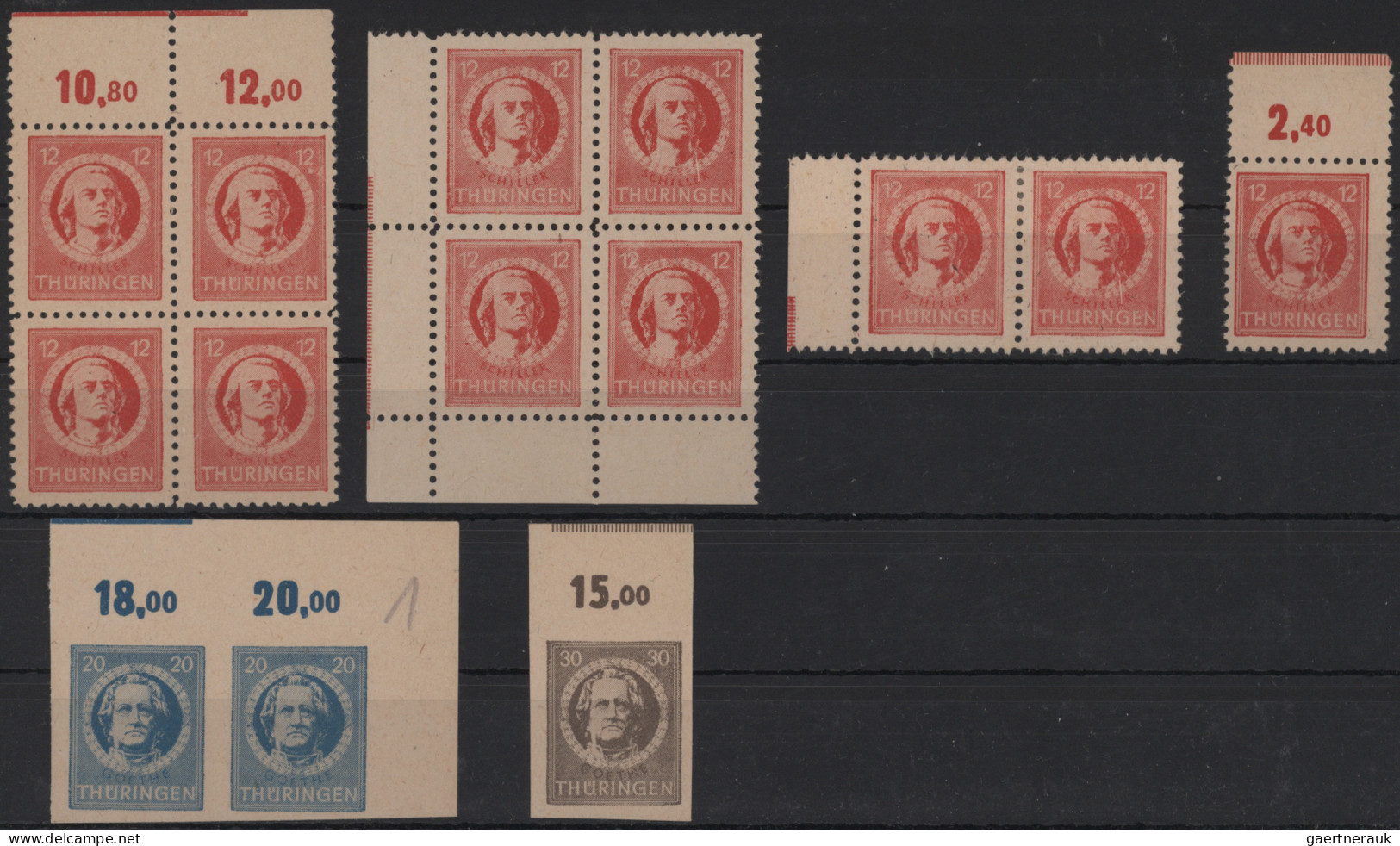 Sowjetische Zone - Thüringen: 1945, Sammlung Von 27 Einzelmarken Und Einheiten D - Autres & Non Classés