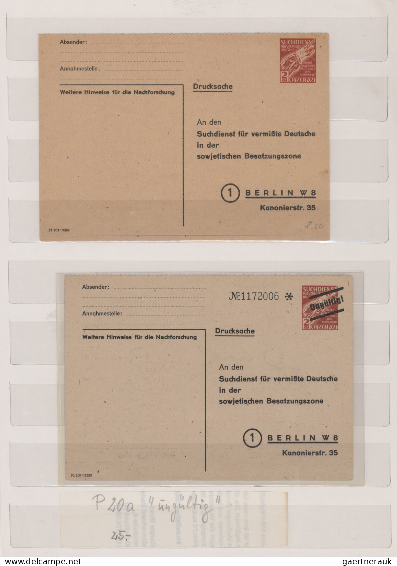 Sowjetische Zone - Ganzsachen: 1946/1948, Suchdienstkarten, Saubere Sammlungspar - Autres & Non Classés
