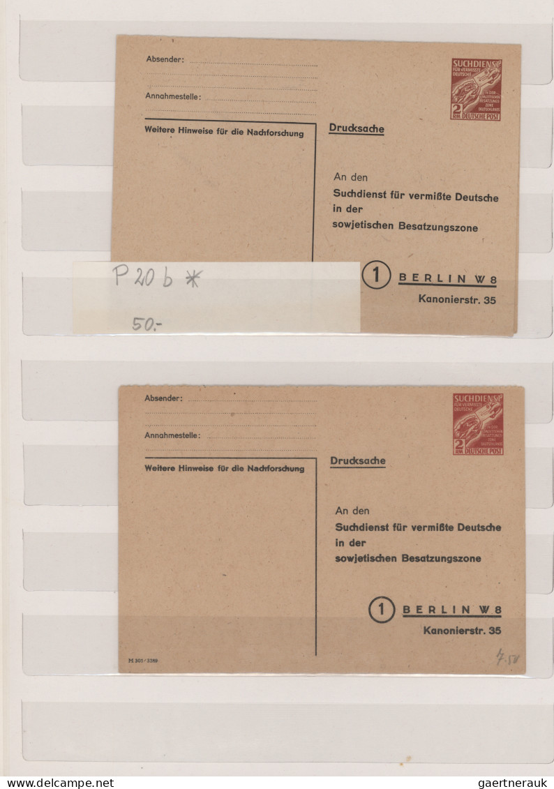 Sowjetische Zone - Ganzsachen: 1946/1948, Suchdienstkarten, Saubere Sammlungspar - Other & Unclassified