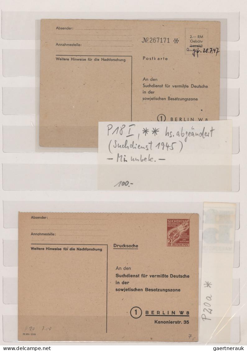 Sowjetische Zone - Ganzsachen: 1946/1948, Suchdienstkarten, Saubere Sammlungspar - Sonstige & Ohne Zuordnung