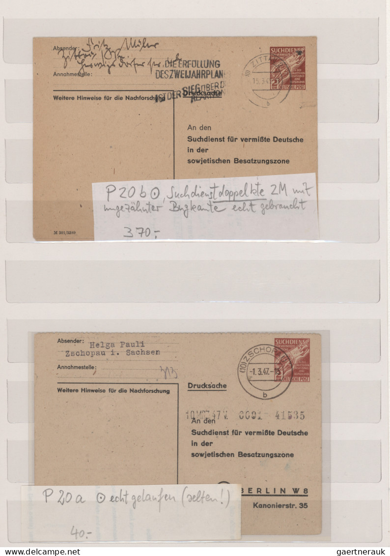 Sowjetische Zone - Ganzsachen: 1946/1948, Suchdienstkarten, Saubere Sammlungspar - Otros & Sin Clasificación