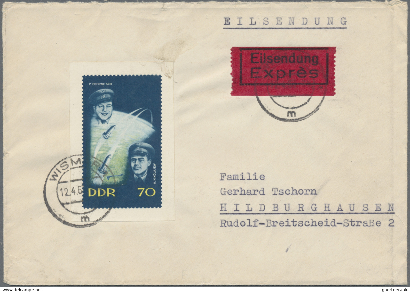DDR: 1950/1964, Partie von 27 Briefen und Karten mit interessanten Frankaturen d