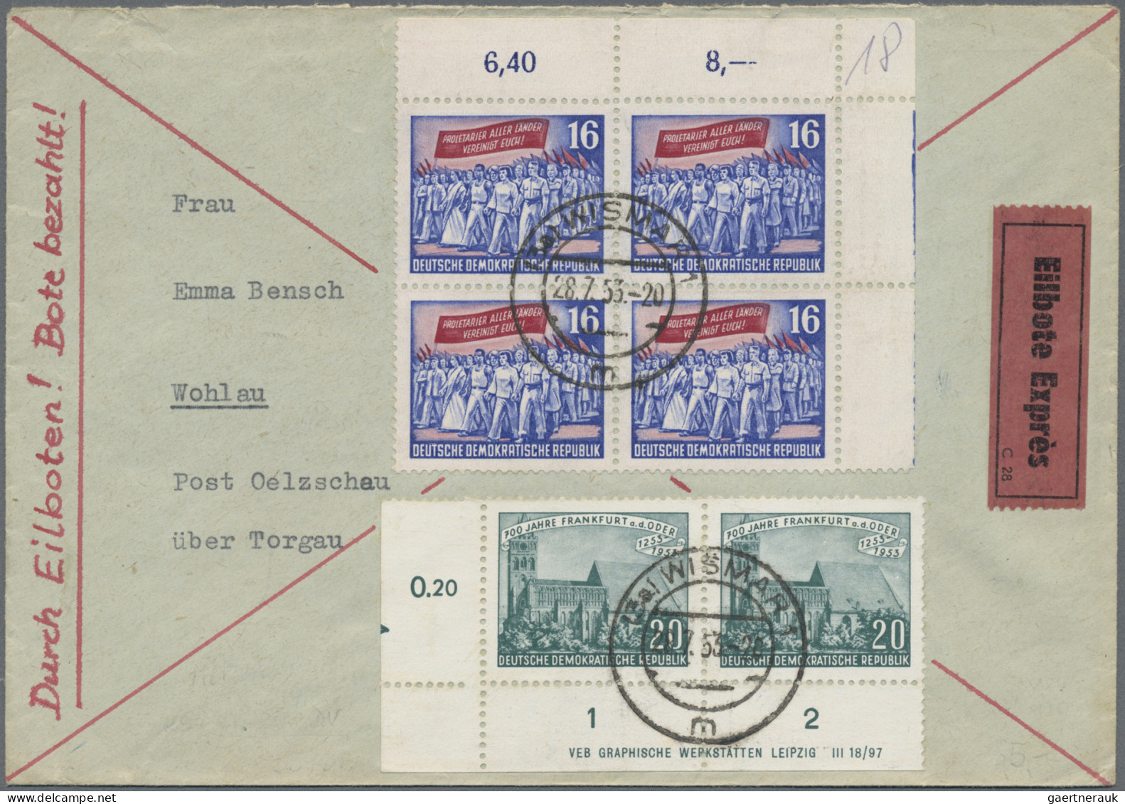 DDR: 1950/1966, Partie Von 39 Briefen Und Karten Mit Interessanten Frankaturen D - Collections