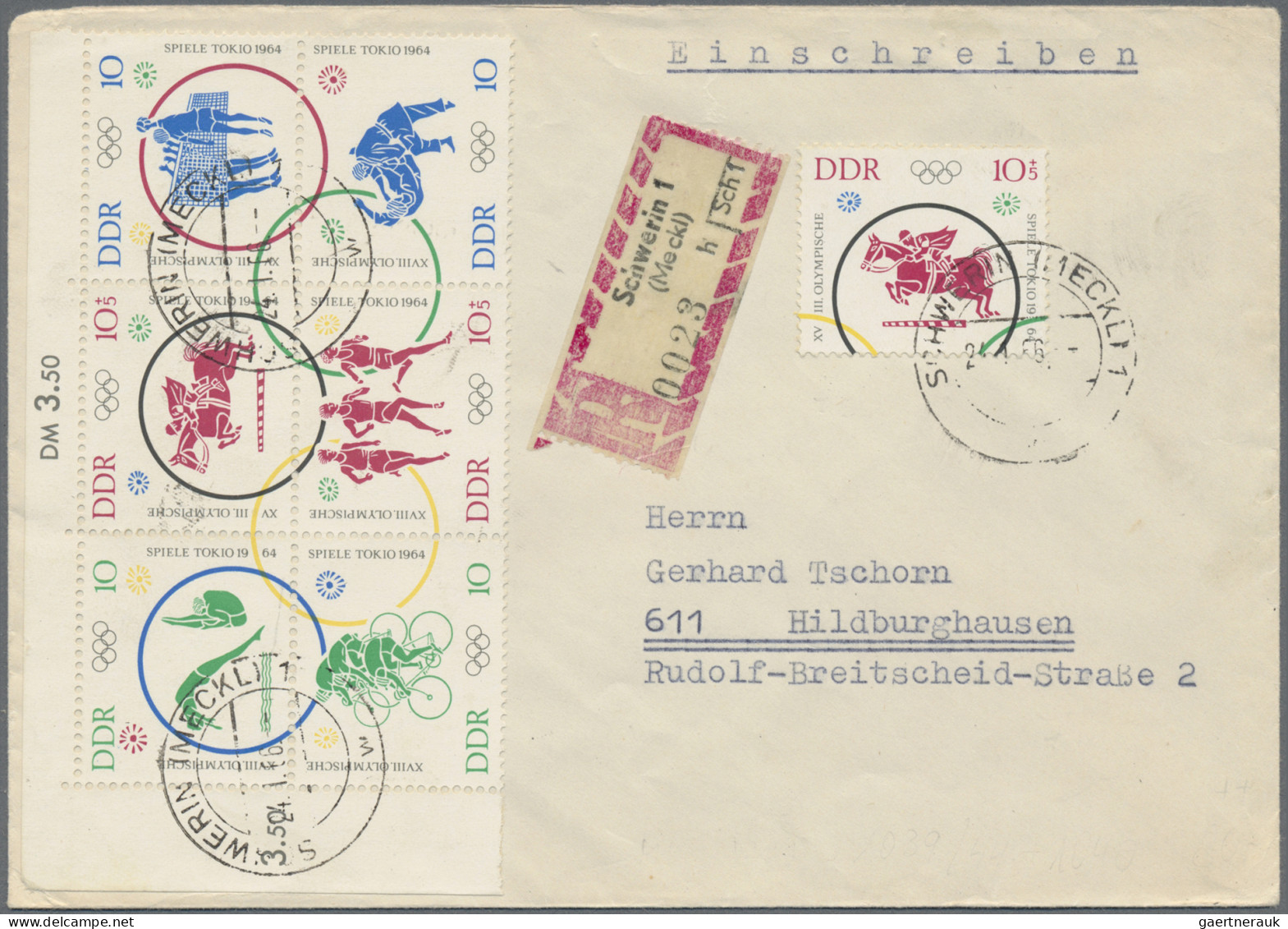 DDR: 1950/1966, Partie von 39 Briefen und Karten mit interessanten Frankaturen d