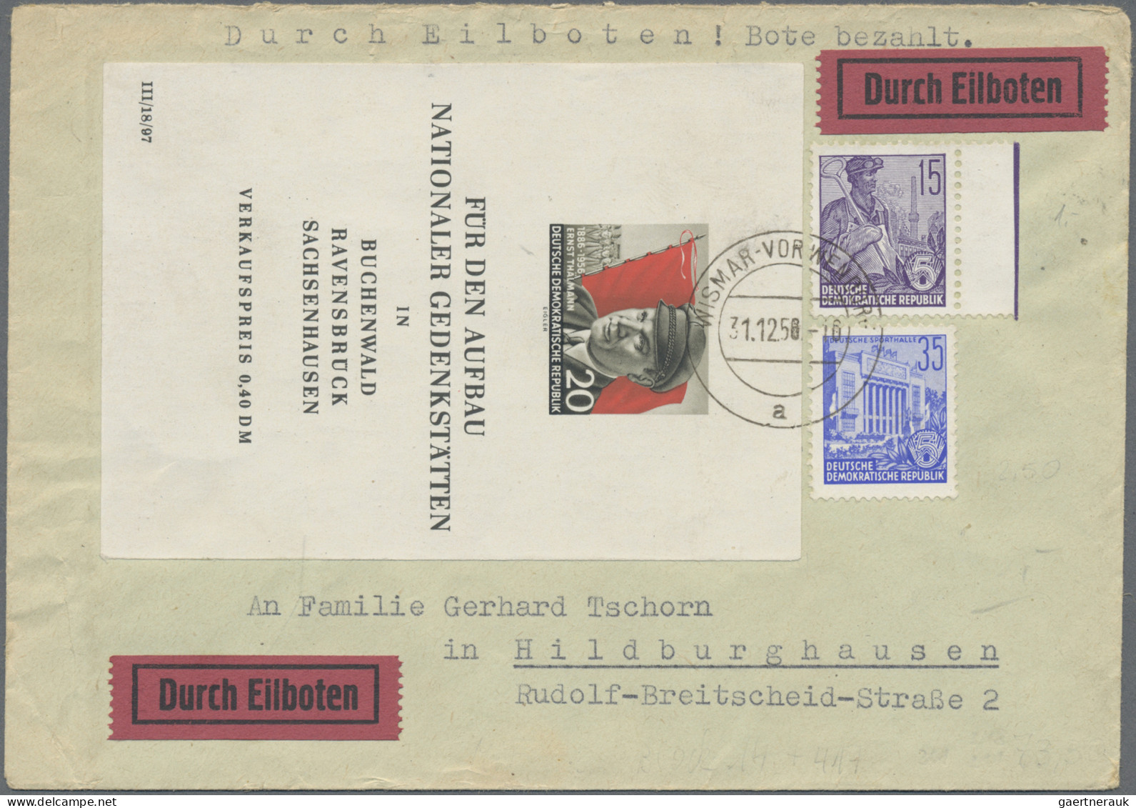 DDR: 1950/1970, Partie von 41 Briefen und Karten mit interessanten Frankaturen d