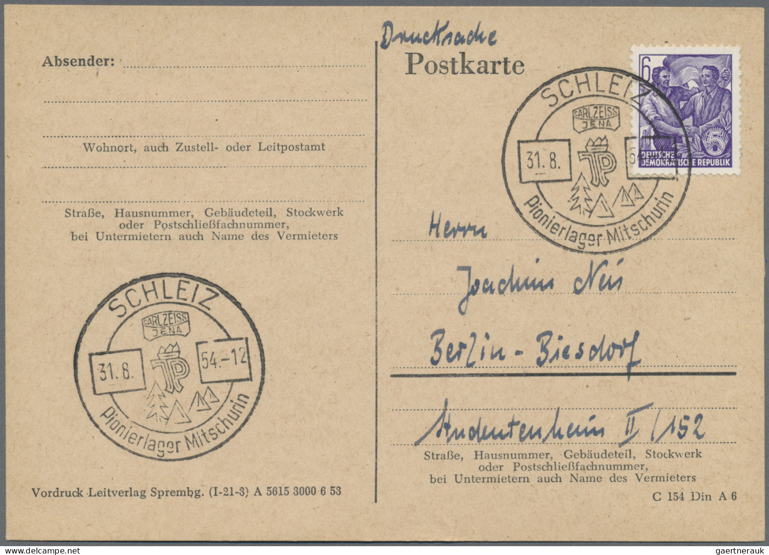 DDR: 1953/1965, Eindeutiger Schwerpunkt Bis 1955, Partie Von Ca. 196 Blanko-Kart - Verzamelingen